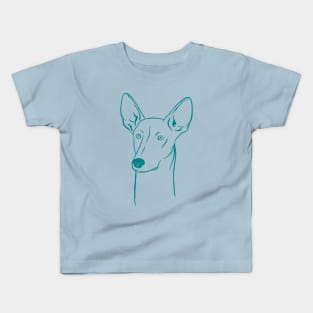 Ibizan Hound (Olive Green and Teal) Kids T-Shirt